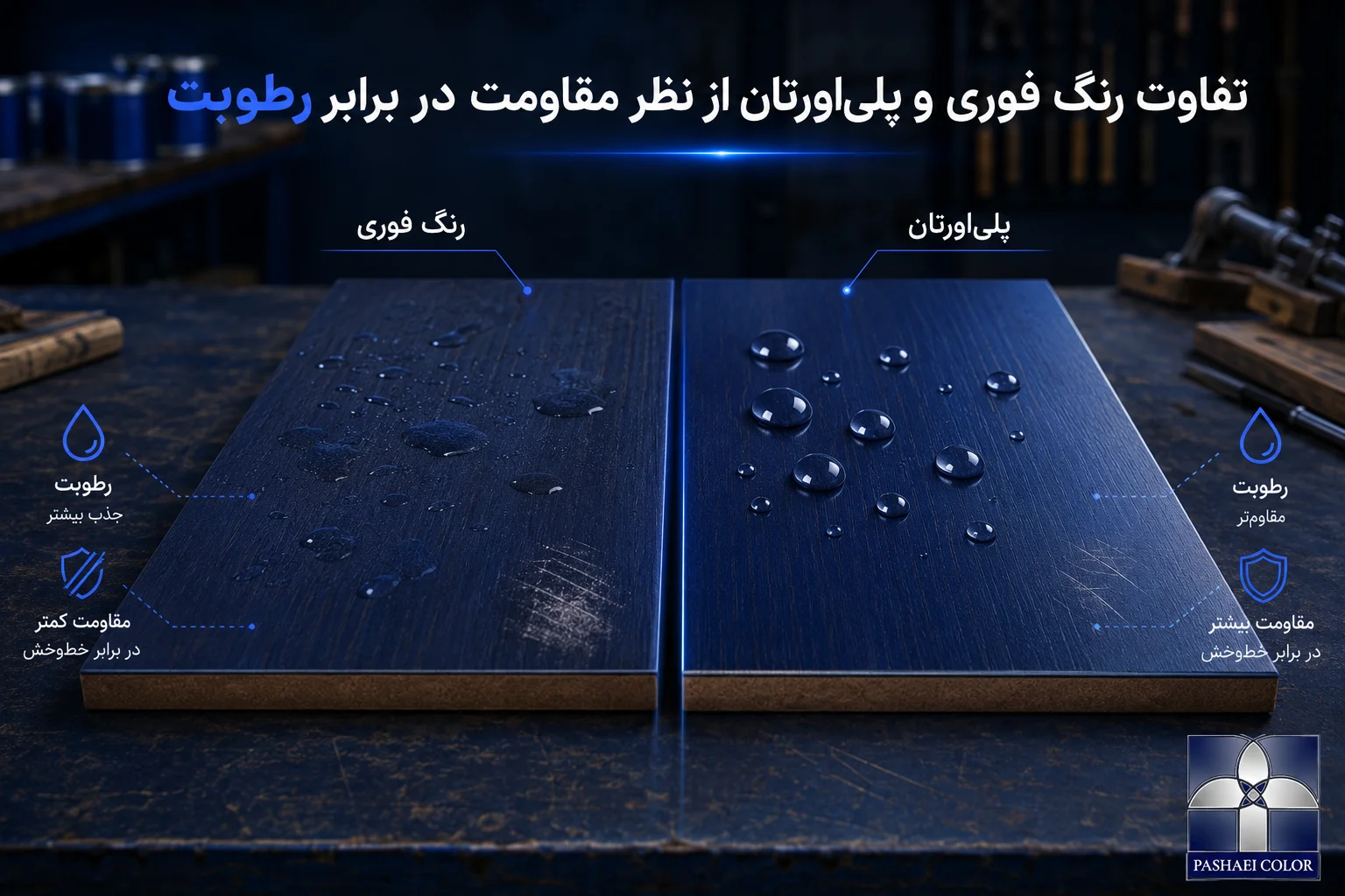 مقاومت رنگ فوری و پلی اورتان چوب در برابر رطوبت و خط و خش